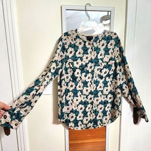 Who What Wear Floral Long Sleeve Blouse  - Size M